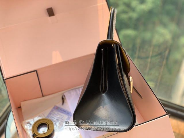 DELVAUX女包 Magic bag風琴系列 德爾沃女手提包 原版Box皮 中號 Delvaux女單肩包 Dv0028風琴 金屬黑  fcs1245